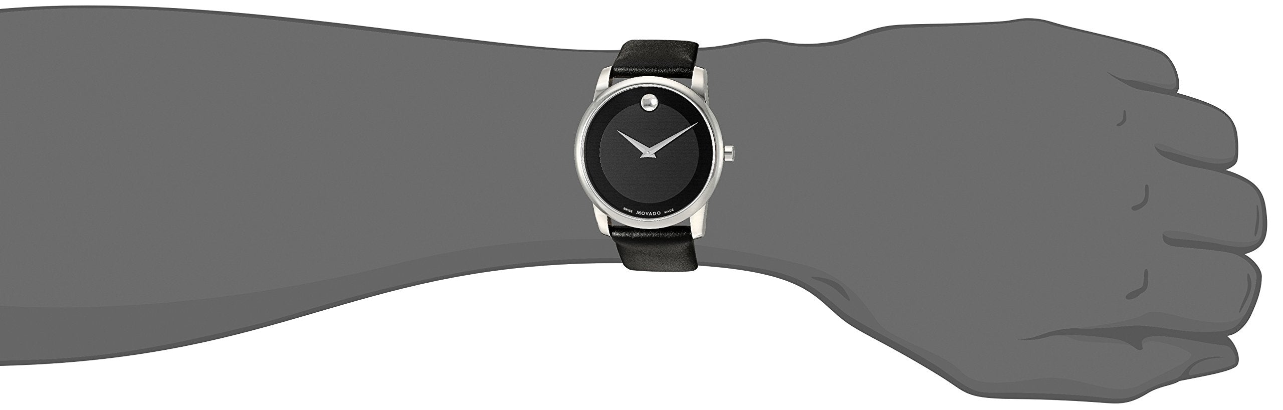  Shop Authentic Movado Museum Black Dial Black Leather Strap Watch For Men - 606502 - Luxxuri