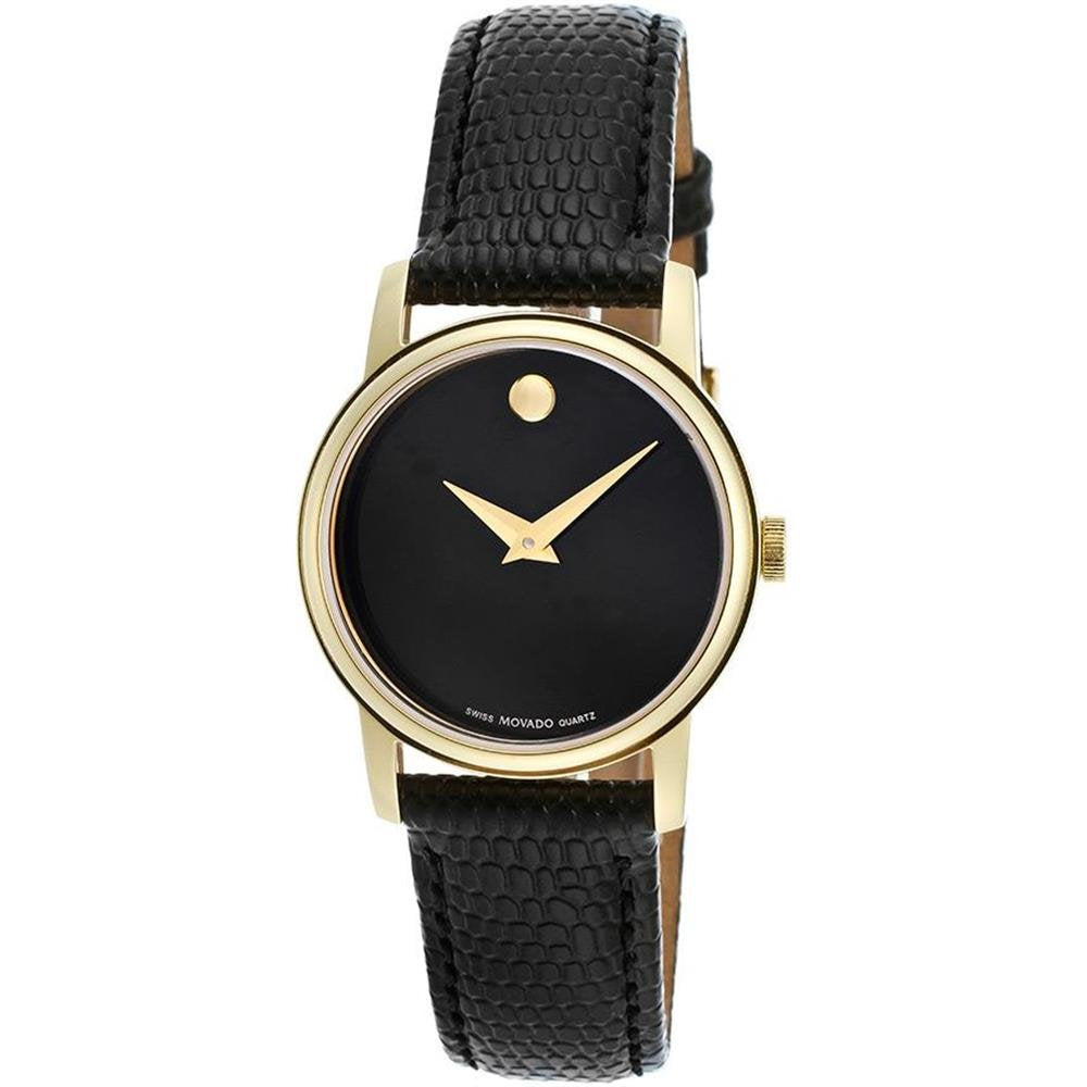  Shop Authentic Movado Museum Black Dial Black Leather Strap Watch For Women - 2100006 - Luxxuri