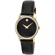  Shop Authentic Movado Museum Black Dial Black Leather Strap Watch For Women - 2100006 - Luxxuri