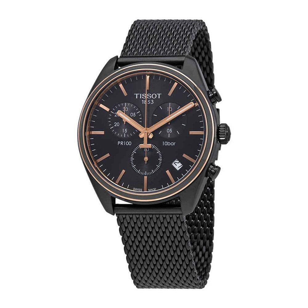  Shop Authentic Tissot T Classic PR 100 Chronograph Anthracite Black Dial Black Mesh Bracelet Watch For Men - T101.417.23.061.00 - Luxxuri