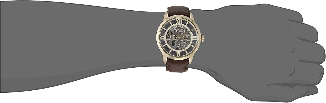  Shop Authentic Fossil Townsman Automatic Skeleton Gold Dial Brown Leather Strap Watch for Men - ME3043 - Luxxuri