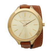  Shop Authentic Michael Kors Runway Gold Dial Brown Leather Strap Watch For Women - MK2256 - Luxxuri