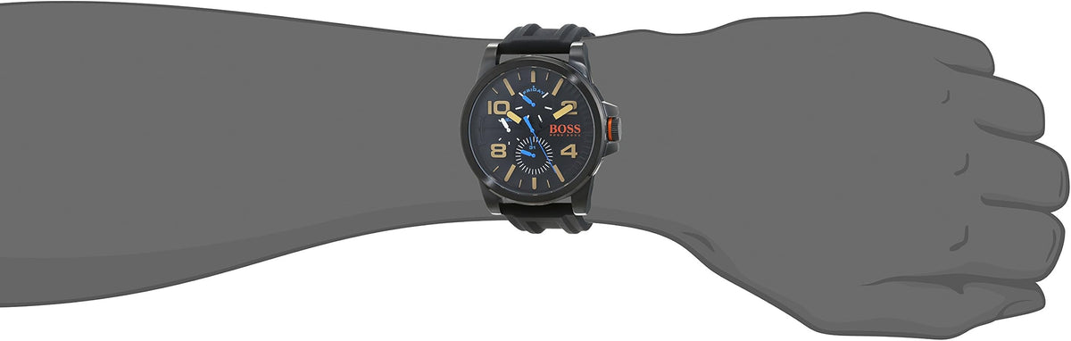  Shop Authentic Hugo Boss Orange Detroit Analog Black Dial Black Silicone Strap Watch For Men - 1550011 - Luxxuri