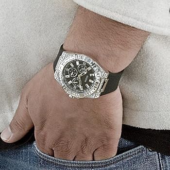  Shop Authentic Guess Baguette Crystals Black Dial Black Silicone Strap Watch For Men - GW0208G1 - Luxxuri