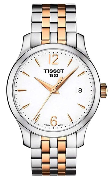  Shop Authentic Tissot T Classic Tradition Lady White Dial Two Tone Steel Strap Watch For Women - T063.210.22.037.01 - Luxxuri