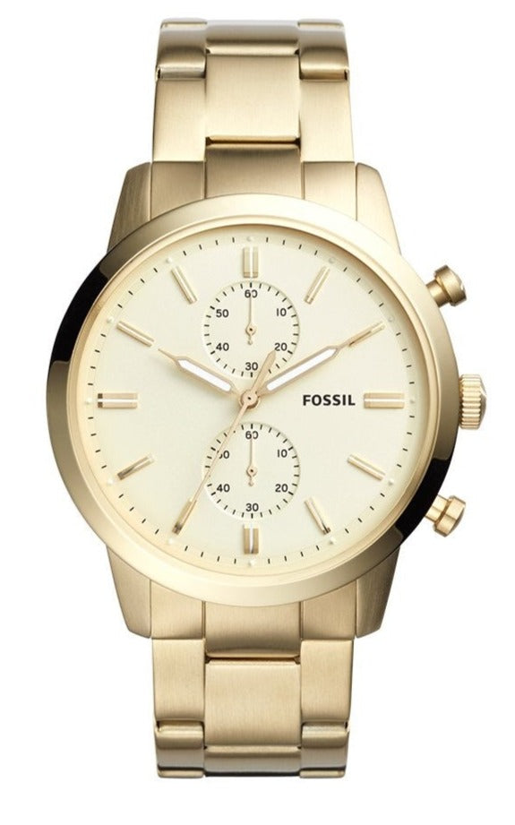  Shop Authentic Fossil Townsman Chronograph White Dial Gold Steel Strap Watch for Men - FS5348 - Luxxuri