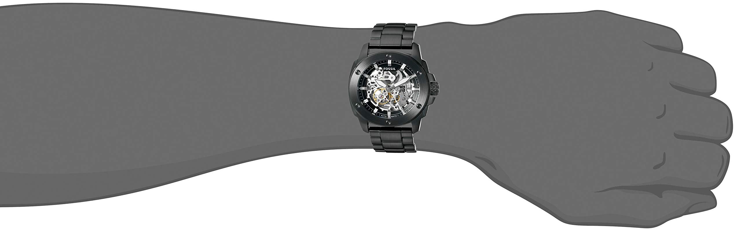  Shop Authentic Fossil Modern Machine Automatic Silver Dial Black Steel Strap Watch for Men - ME3080 - Luxxuri