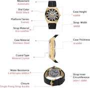  Shop Authentic Fossil Everett Automatic Skeleton Black Dial Black Leather Strap Watch for Men - ME3208 - Luxxuri