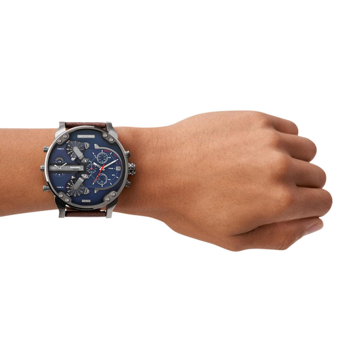  Shop Authentic Diesel Mr Daddy Blue Dial Brown Leather Strap Watch For Men - DZ7314 - Luxxuri