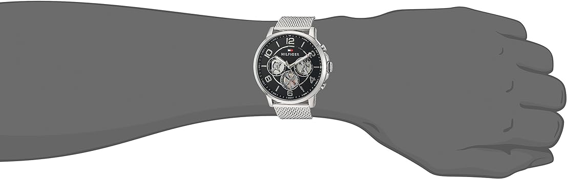  Shop Authentic Tommy Hilfiger Chronograph Black Dial Silver Mesh Bracelet Watch for Men - 1791292 - Luxxuri