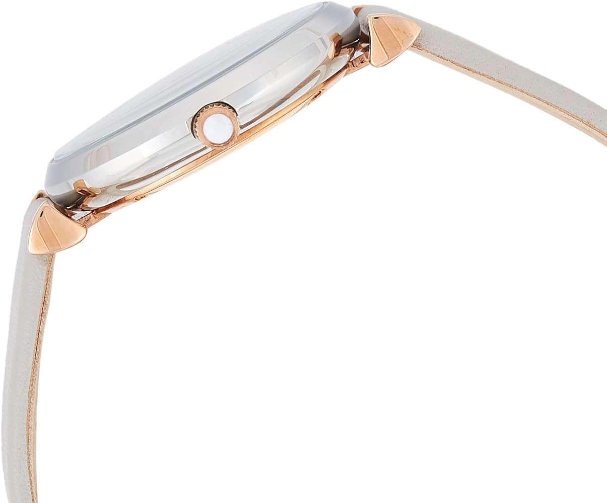  Shop Authentic Emporio Armani Gianni T Bar Quartz Mother of Pearl Dial White Leather Strap Watch For Women - AR1965 - Luxxuri