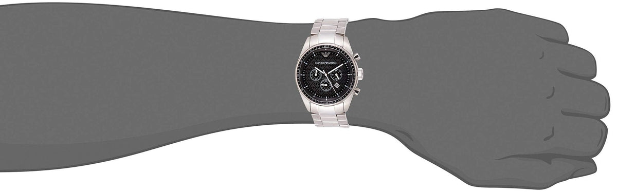  Shop Authentic Emporio Armani Sportivo Chronograph Black Dial Silver Stainless Steel Watch For Men - AR0585 - Luxxuri
