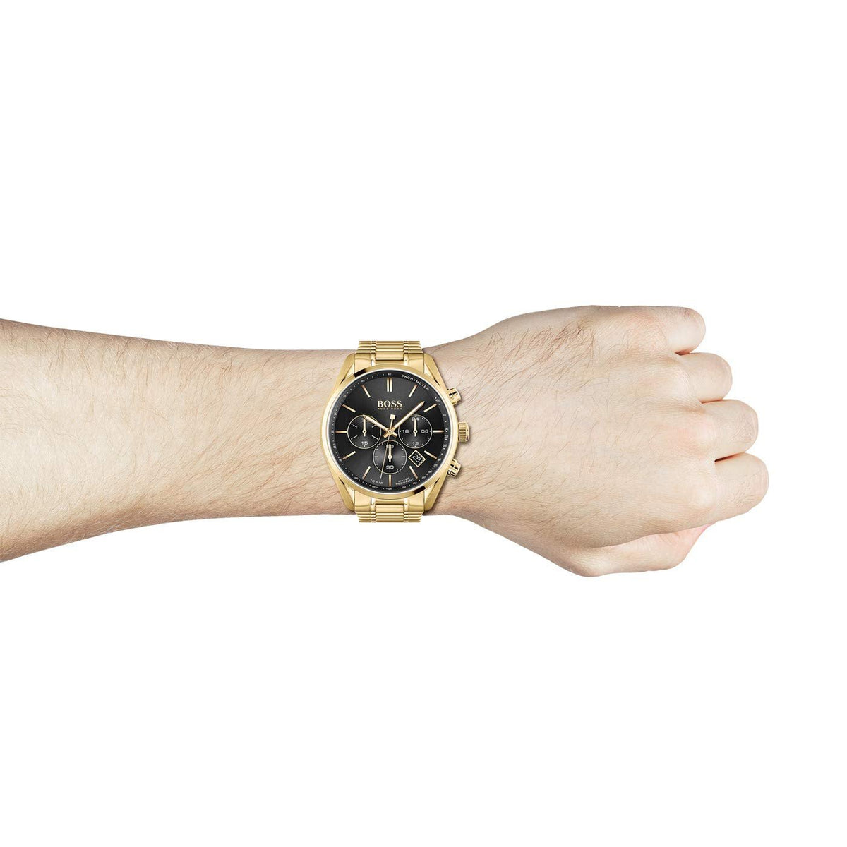  Shop Authentic Hugo Boss Champion Black Dial Gold Steel Strap Watch for Men - 1513848 - Luxxuri