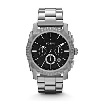  Shop Authentic Fossil Machine Chronograph Black Dial Silver Steel Strap Watch for Men - FS4776 - Luxxuri