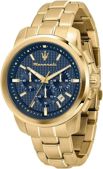  Shop Authentic Maserati Successo Chronograph Blue Dial Gold Steel Strap Watch For Men - R8873621021 - Luxxuri