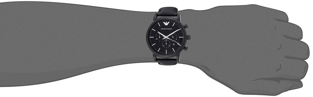  Shop Authentic Emporio Armani Luigi Chronohraph Black Dial Black Leather Strap Watch For Men - AR1970 - Luxxuri
