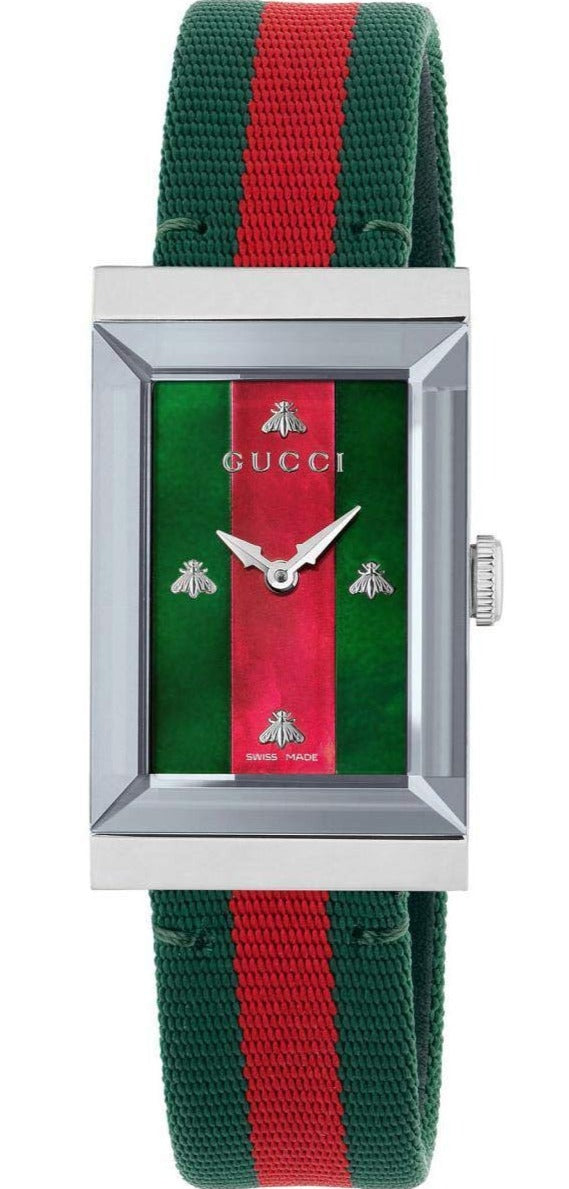 Shop Authentic Gucci G-Frame Mother of Pearl Dial Two Tone Nylon Strap Watch For Women - YA147404 - Luxxuri