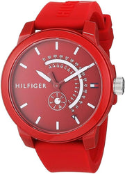  Shop Authentic Tommy Hilfiger Denim Quartz Red Dial Red Rubber Strap Watch for Men - 1791480 - Luxxuri