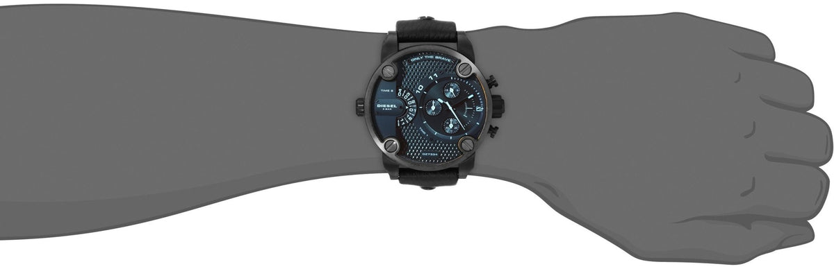  Shop Authentic Diesel Little Daddy Black Dial Black Leather Strap Watch For Men - DZ7334 - Luxxuri