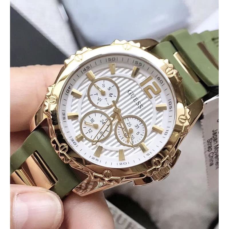  Shop Authentic Guess Interpid 2 Golden Dial Two Tone Silicon Strap Watch For Women - W0325L5 - Luxxuri