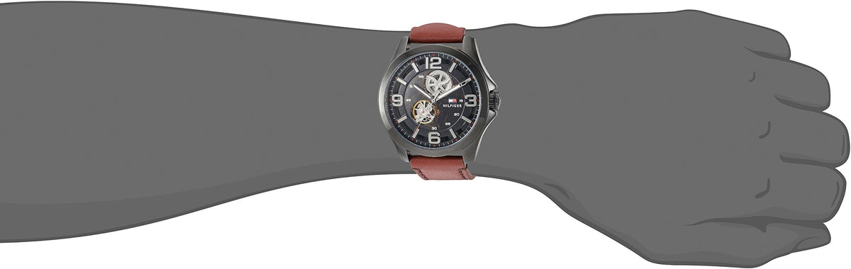 Shop Authentic Tommy Hilfiger Bruce Automatic Black Dial Brown Leather Strap Watch for Men - 1791280 - Luxxuri
