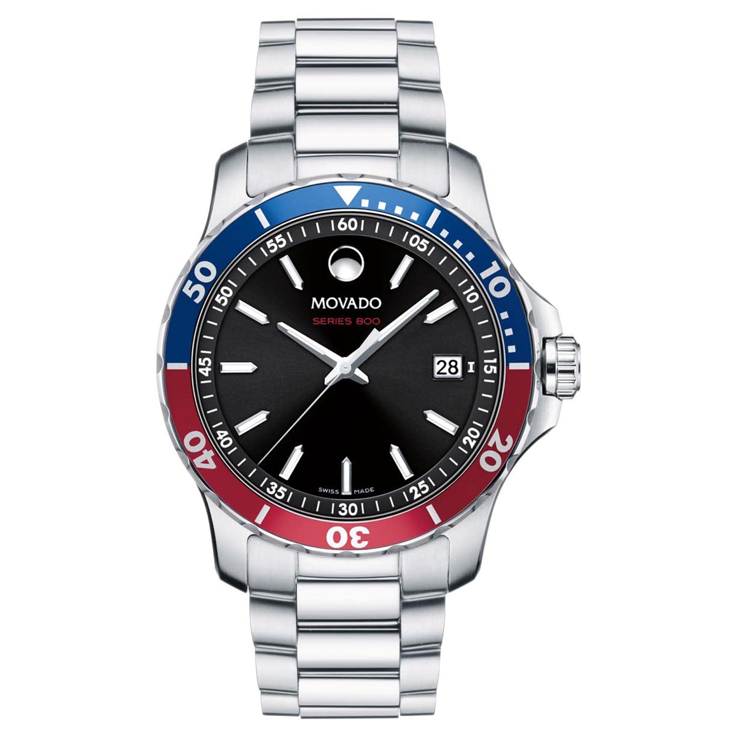  Shop Authentic Movado Series 800 Pepsi Black Dial Silver Steel Strap Watch for Men - 2600152 - Luxxuri