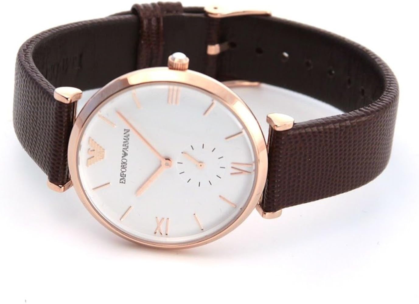  Shop Authentic Emporio Armani Analog White Dial Brown Leather Strap Watch For Men - AR9042 - Luxxuri