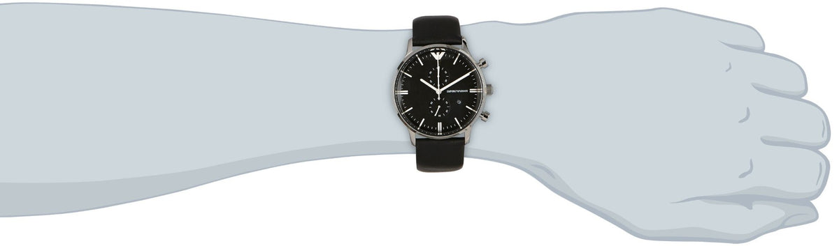  Shop Authentic Emporio Armani Gianni Chronograph Black Dial Black Leather Strap Watch For Men - AR0397 - Luxxuri