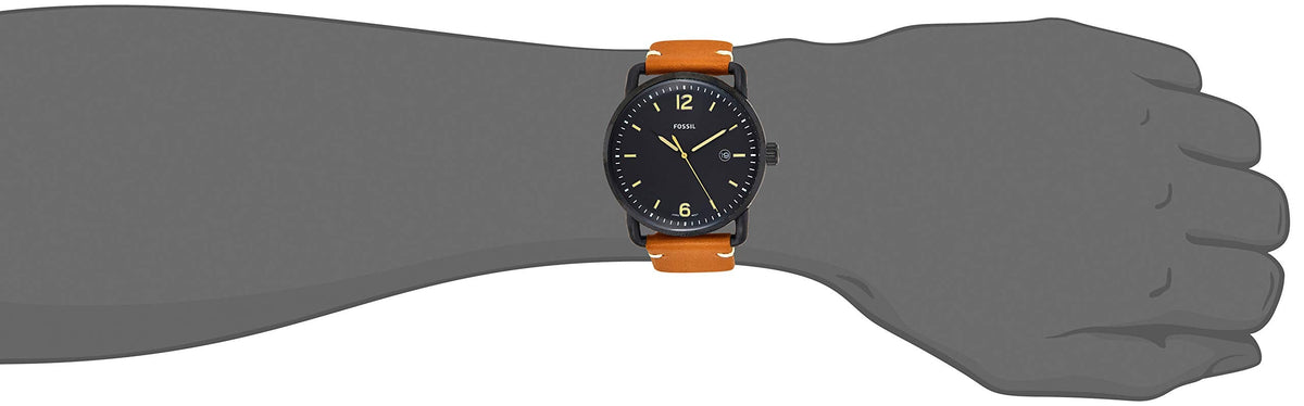  Shop Authentic Fossil Commuter Three Hand Date Black Dial Brown Leather Strap Watch for Men - FS5276 - Luxxuri