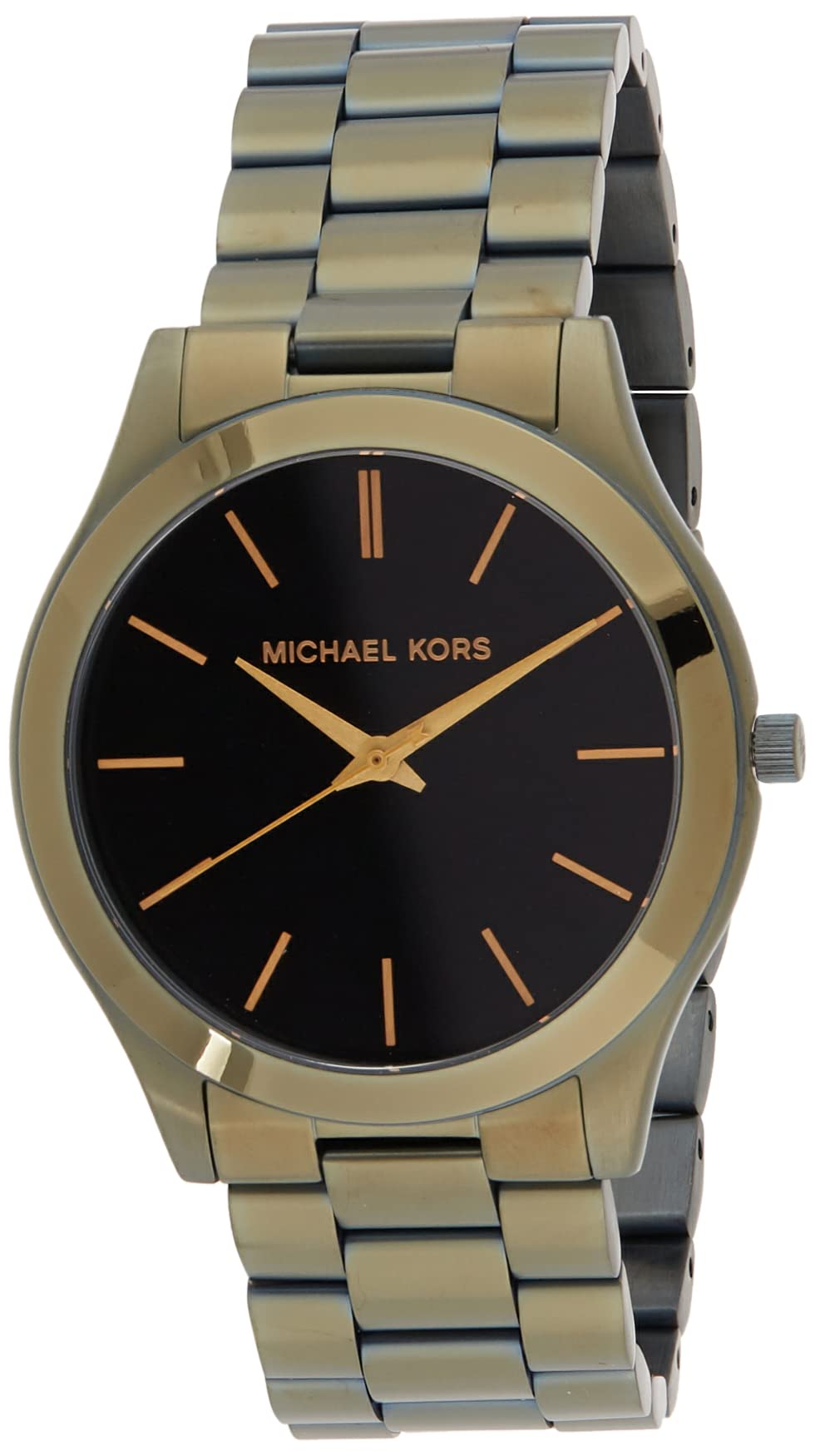  Shop Authentic Michael Kors Slim Runway Quartz Black Dial Green Steel Strap Watch For Men - MK8715 - Luxxuri