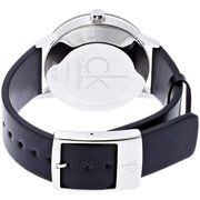  Shop Authentic Calvin Klein Post Minimal Silver Dial Black Leather Strap Watch for Men - K7621192 - Luxxuri