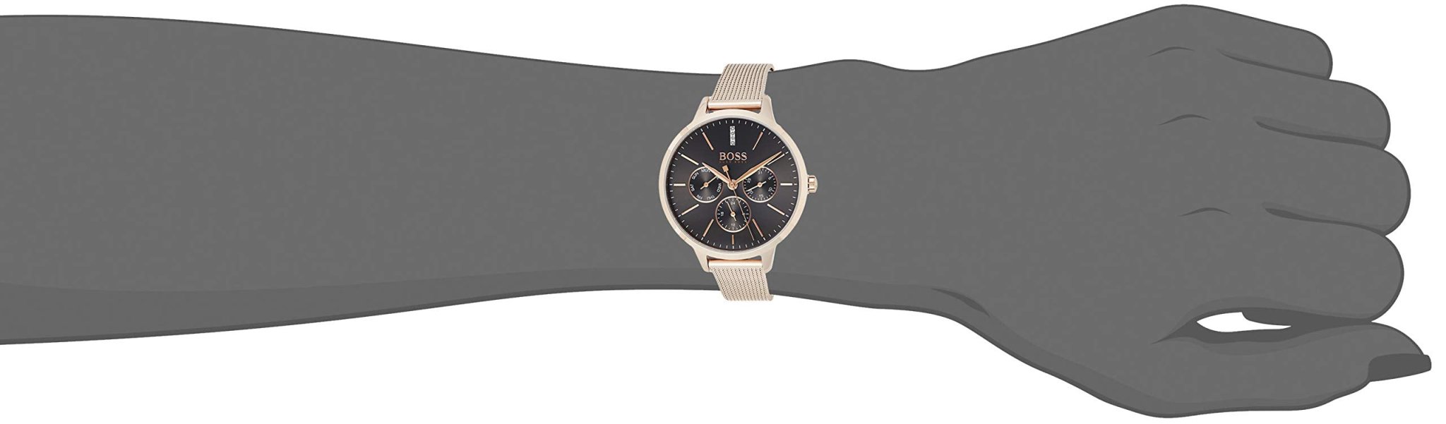  Shop Authentic Hugo Boss Symphony Grey Dial Gold Mesh Bracelet Watch for Women - 1502424 - Luxxuri
