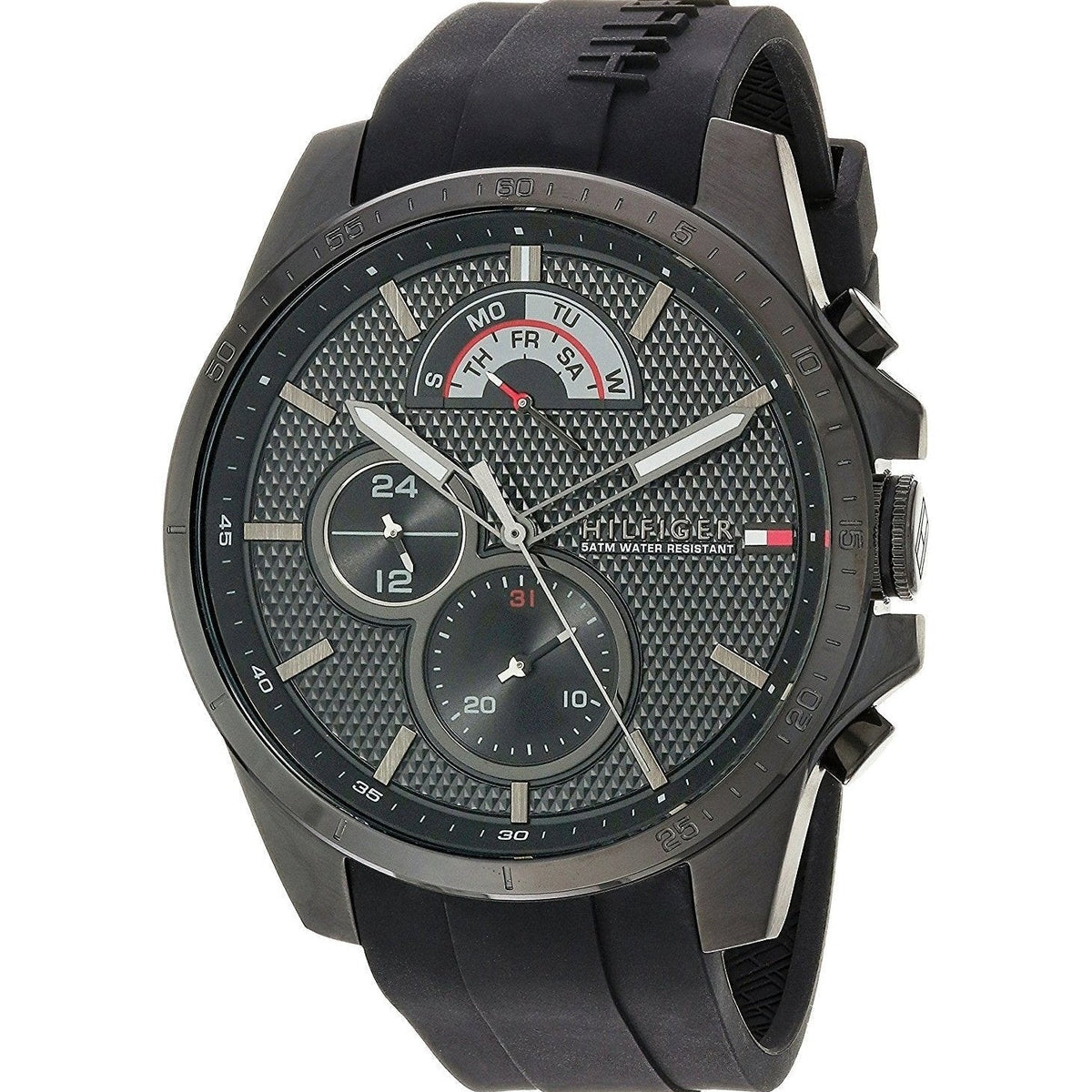  Shop Authentic Tommy Hilfiger Decker Black Dial Black Rubber Strap Watch for Men - 1791352 - Luxxuri