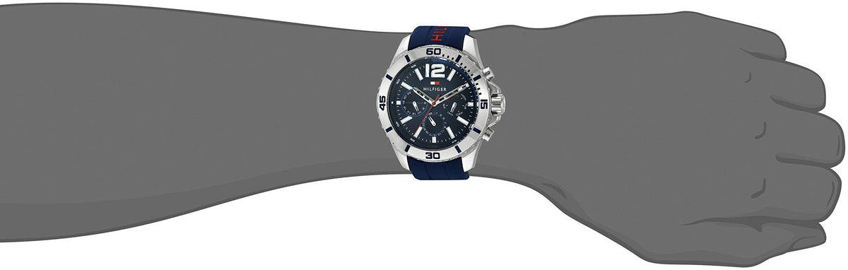  Shop Authentic Tommy Hilfiger Nolan Chronograph Blue Dial Blue Rubber Strap Watch for Men - 1791142 - Luxxuri