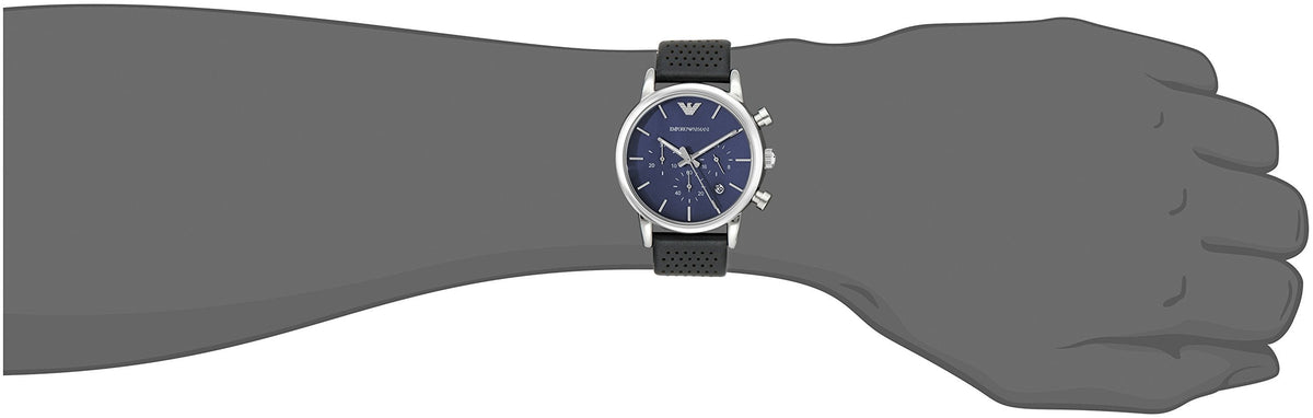  Shop Authentic Emporio Armani Luigi Chronograph Blue Dial Black Leather Strap Watch For Men - AR1736 - Luxxuri