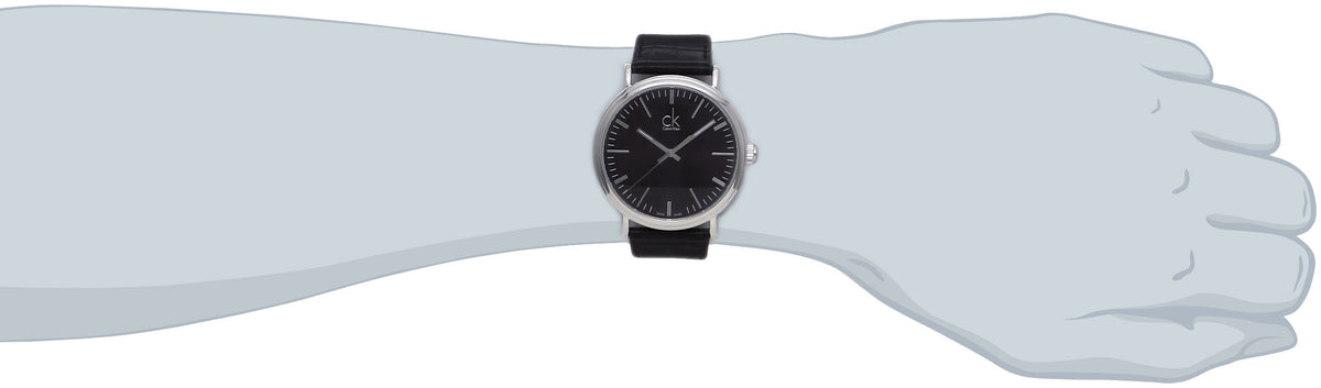  Shop Authentic Calvin Klein Surround Black Dial Black Leather Strap Watch for Men - K3W211C1 - Luxxuri