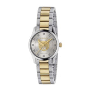  Shop Authentic Gucci G Timeless Quartz Diamonds Silver Dial Two Tone Steel Strap Watch For Women - YA1265016 - Luxxuri