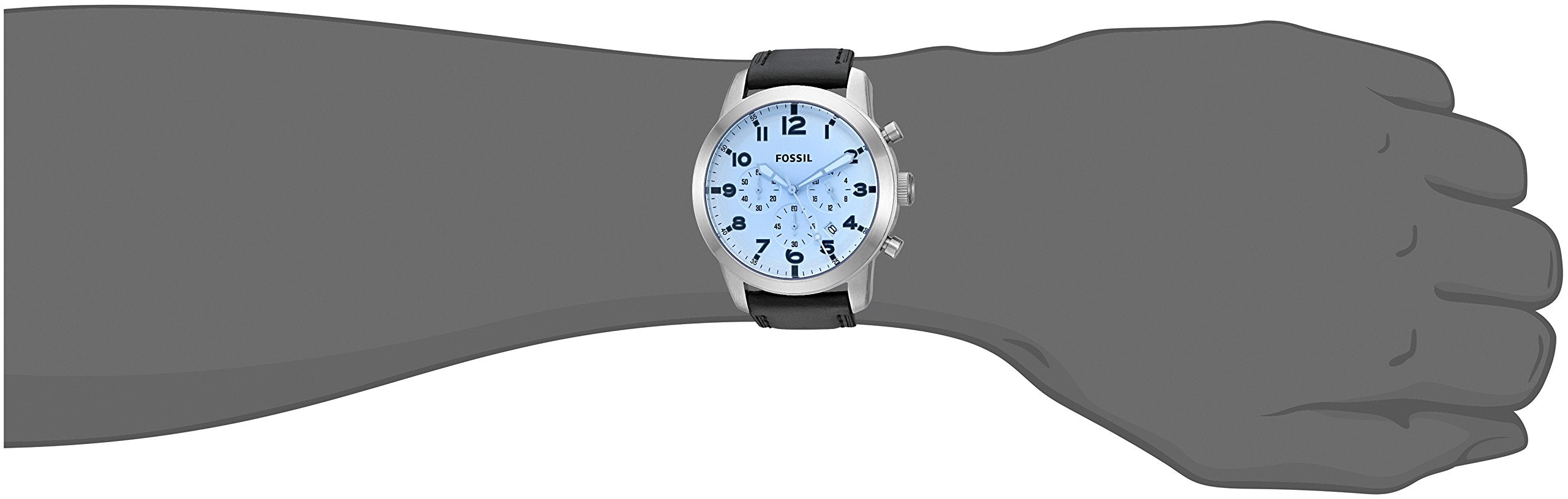  Shop Authentic Fossil Pilot Chronograph Sky Blue Dial Black Leather Strap Watch for Men - FS5162 - Luxxuri