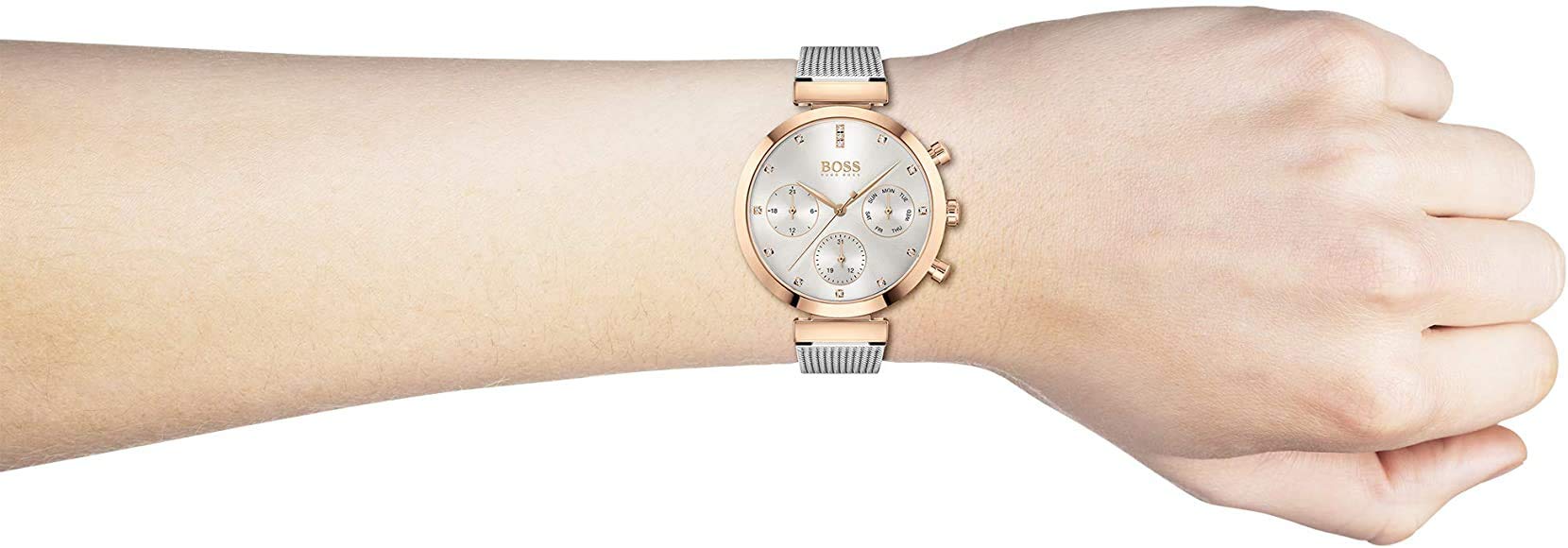  Shop Authentic Hugo Boss Flawless Silver Dial Silver Mesh Bracelet Watch for Women -1502551 - Luxxuri