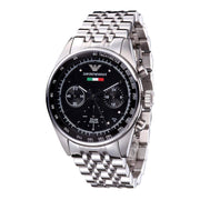  Shop Authentic Emporio Armani Sportivo Chronograph Black Dial Silver Steel Strap Watch For Men - AR5984 - Luxxuri