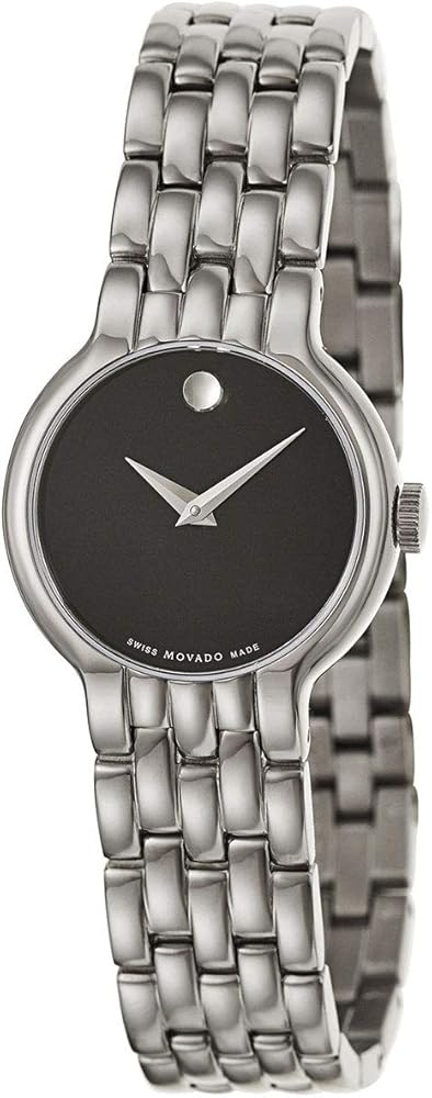  Shop Authentic Movado Veturi Quartz Black Dial Silver Steel Strap Watch for Women - 0606338 - Luxxuri