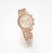  Shop Authentic Michael Kors Ritz Chronograph Rose Gold Dial Rose Gold Steel Strap Watch For Women - MK6485 - Luxxuri