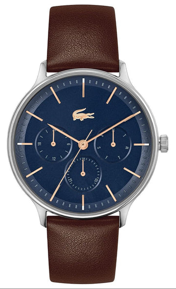 Lacoste Club Blue Dial Brown Leather Strap Watch for Men - 2011227
