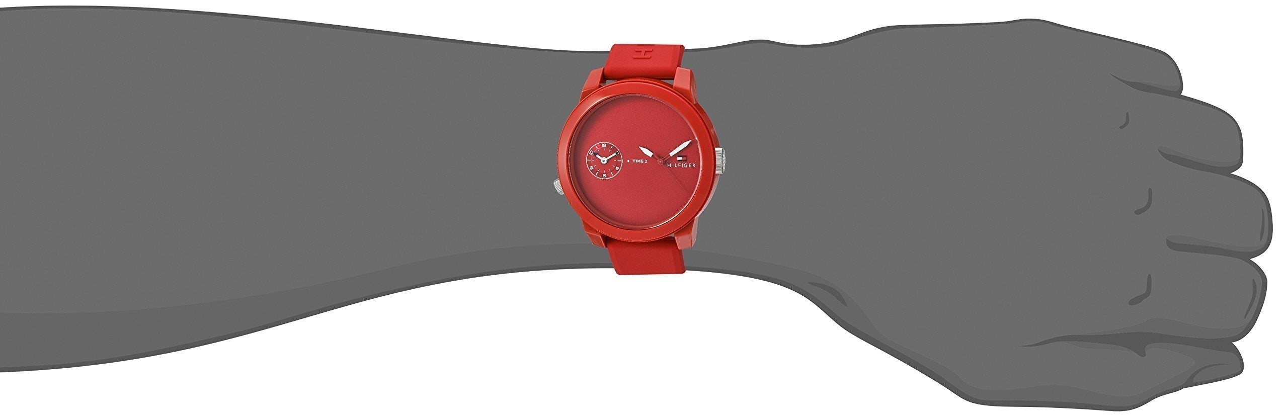  Shop Authentic Tommy Hilfiger Denim Quartz Red Dial Red Rubber Strap Watch for Men - 1791323 - Luxxuri