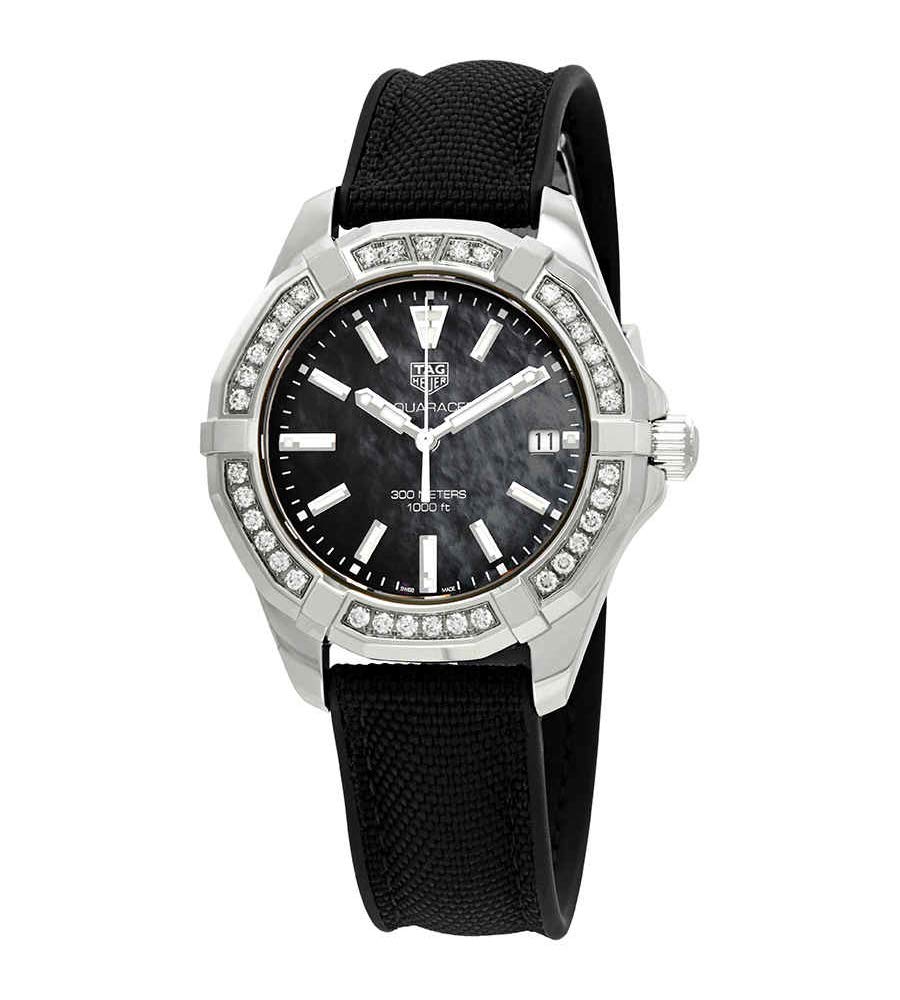  Shop Authentic Tag Heuer Aquaracer Diamonds Mother of Pearl Black Dial Black Nylon Strap Watch for Women - WAY131P.FT6092 - Luxxuri