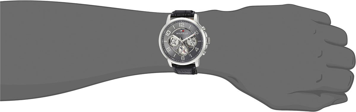  Shop Authentic Tommy Hilfiger Keagan Quartz Grey Dial Black Leather Strap Watch for Men - 1791289 - Luxxuri