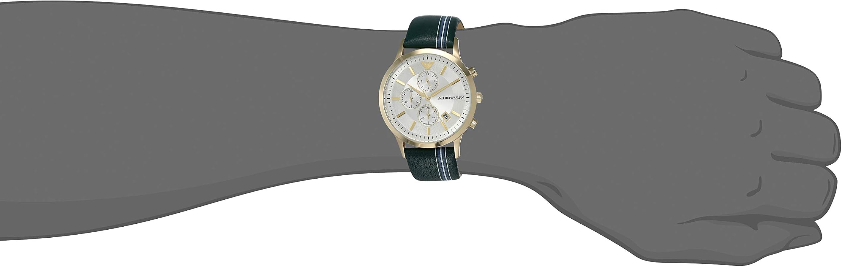  Shop Authentic Emporio Armani Renato Chronograph Silver Dial Green Leather Strap Watch For Men - AR11233 - Luxxuri
