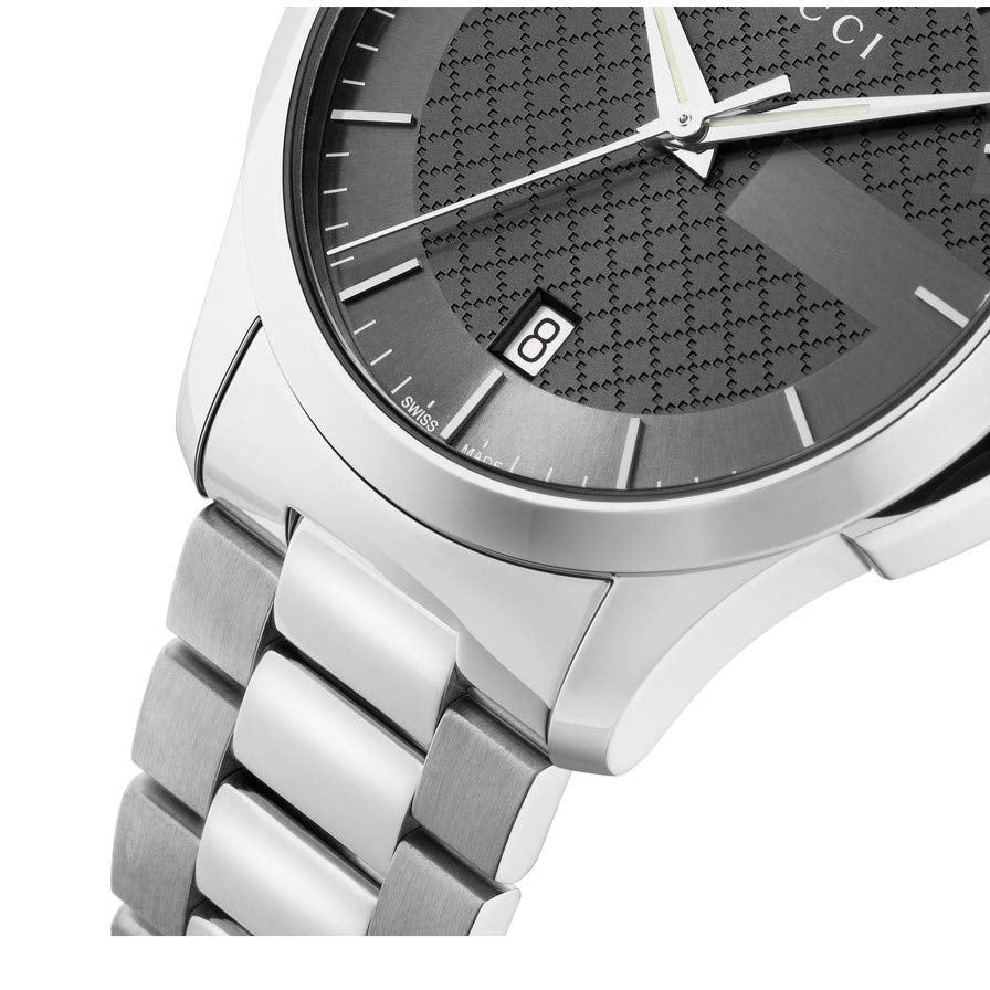  Shop Authentic Gucci G Timeless Grey Dial Silver Steel Strap Watch For Men - YA126441 - Luxxuri