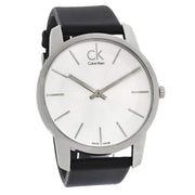  Shop Authentic Calvin Klein City White Dial Black Leather Strap Watch For Men - K2G211C6 - Luxxuri