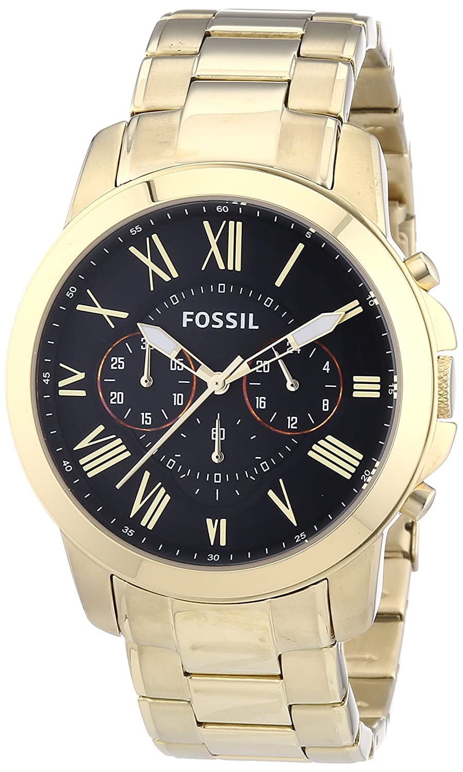  Shop Authentic Fossil Grant Chronograph Black Dial Gold Steel Strap Watch for Men - FS4815 - Luxxuri